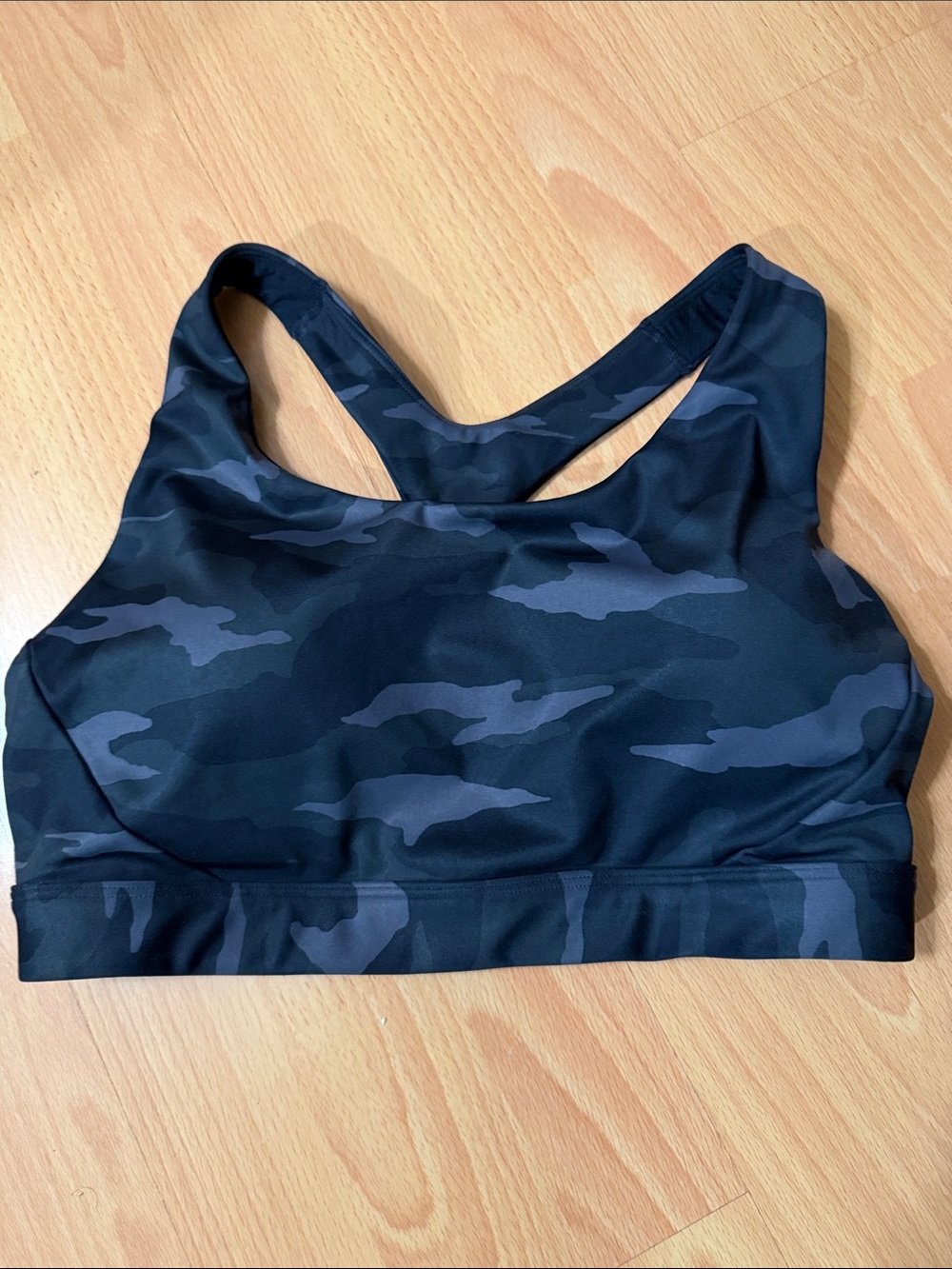 Athleta Black & Gray Camo Racerback Sports Bra